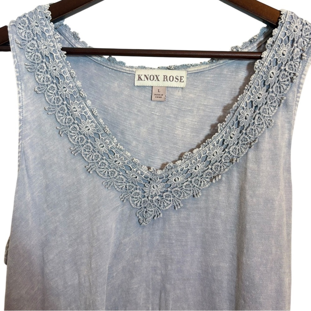 Knox Rose Blue Asymmetrical Embellished Tank Top - Picture 3 of 8
